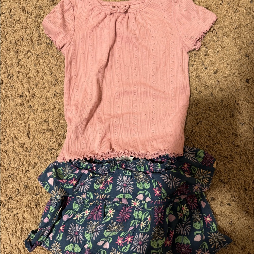Pink Top and Floral Skort Set